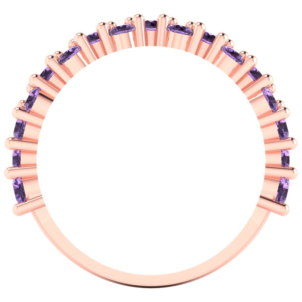 0.98 cttw Simulated Alexandrite Round Cut Rose Gold Eternity Wedding Band