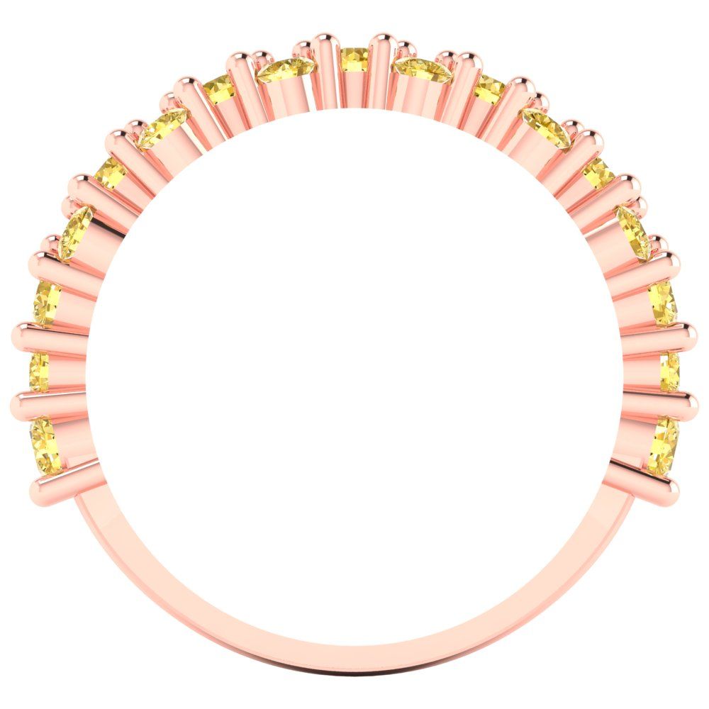 0.98 cttw Simulated Yellow Diamond Round Cut Rose Gold Eternity Wedding Band