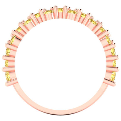0.98 cttw Simulated Yellow Diamond Round Cut Rose Gold Eternity Wedding Band