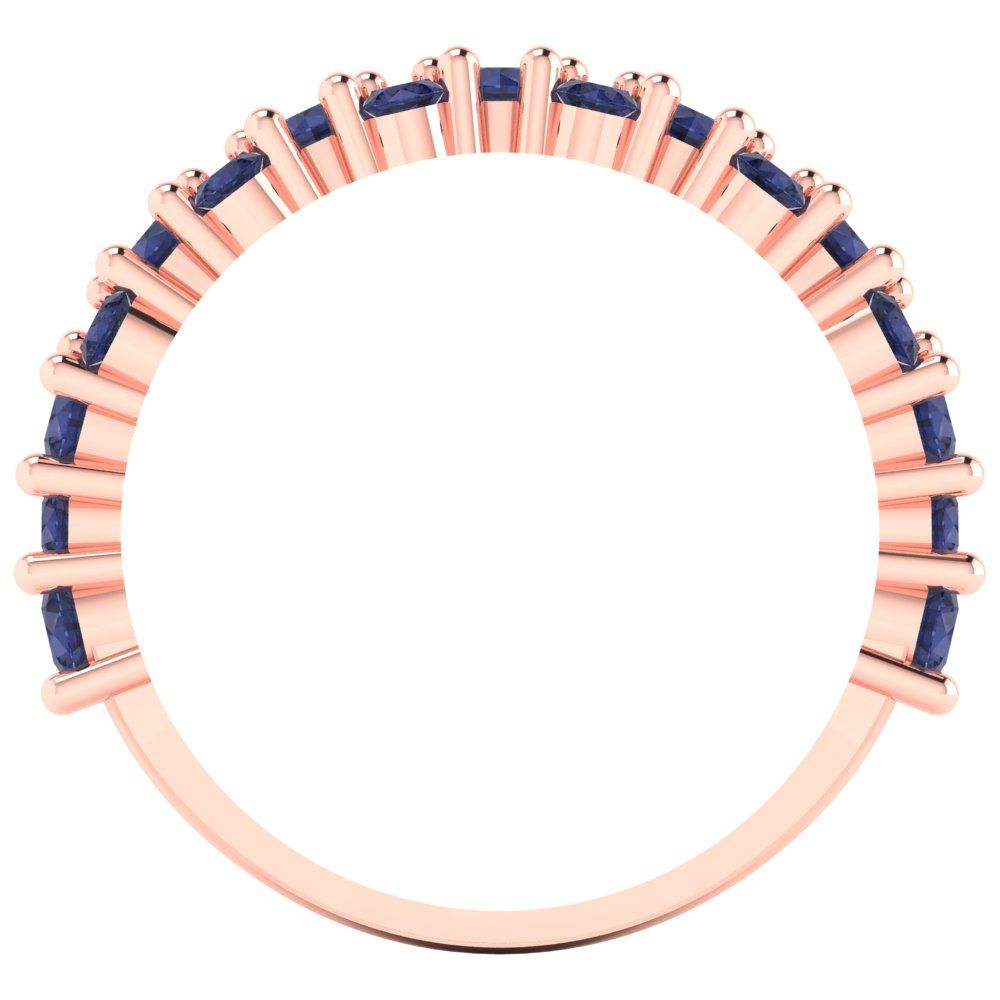 0.98 cttw Simulated Blue Sapphire Round Cut Rose Gold Eternity Wedding Band