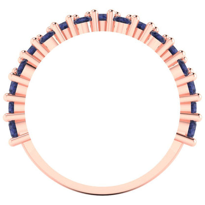 0.98 cttw Simulated Blue Sapphire Round Cut Rose Gold Eternity Wedding Band