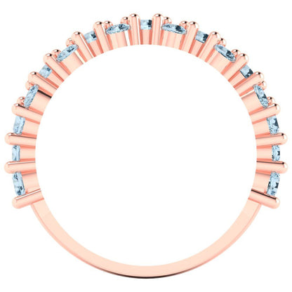 0.98 cttw Natural Swiss Blue Topaz Round Cut Rose Gold Eternity Wedding Band