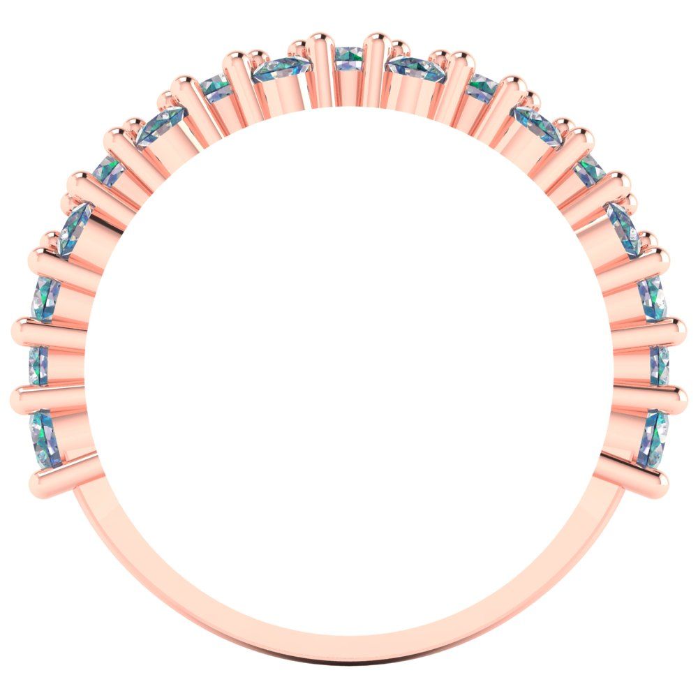 0.98 cttw Blue Moissanite Round Cut Rose Gold Eternity Wedding Band