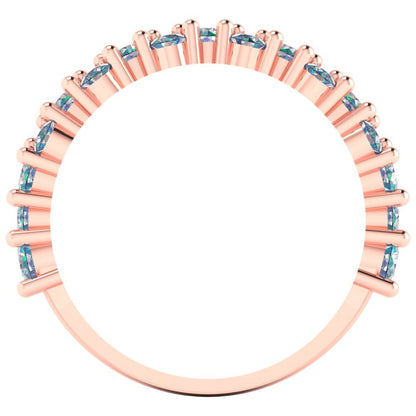 0.98 cttw Blue Moissanite Round Cut Rose Gold Eternity Wedding Band