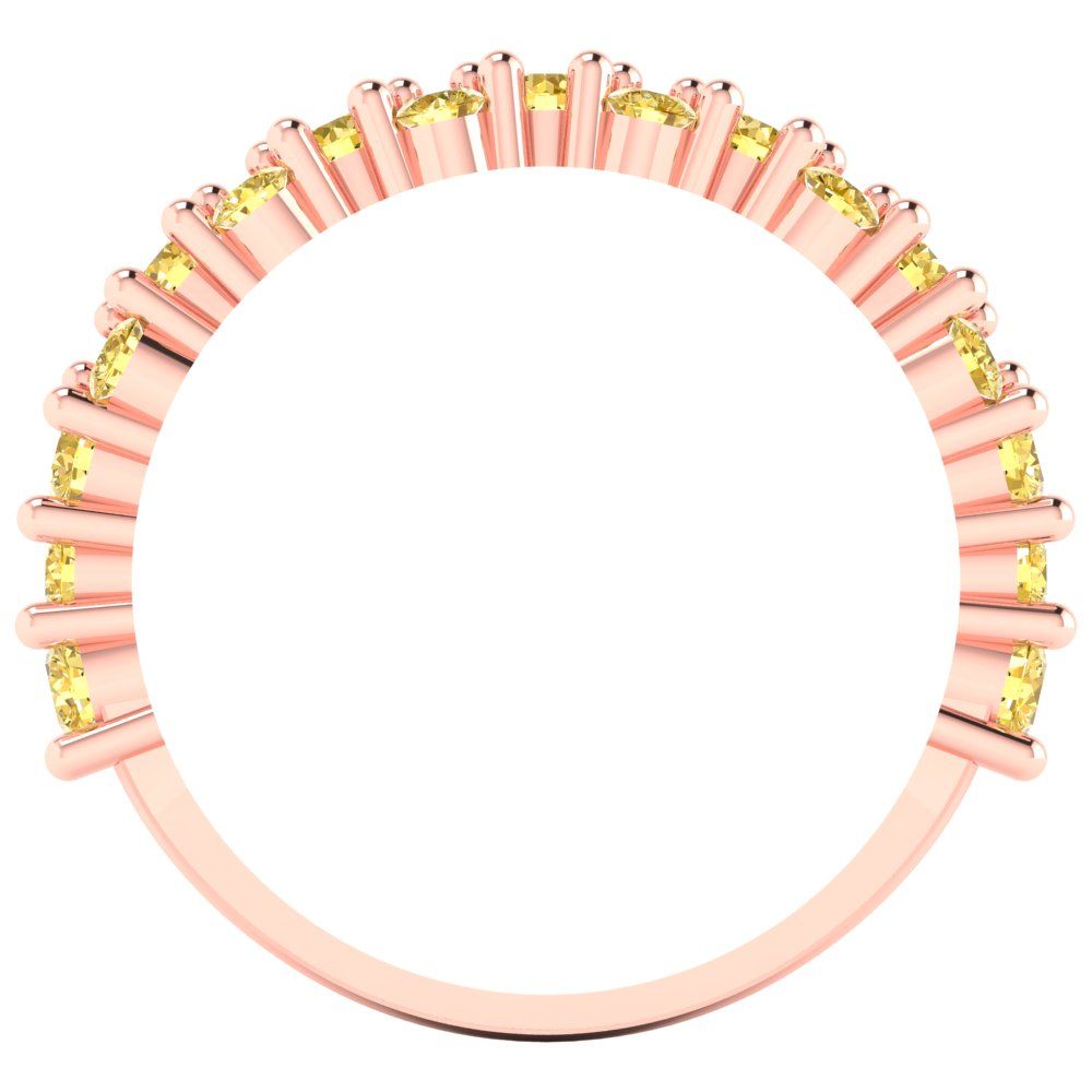 0.98 cttw Natural Citrine Round Cut Rose Gold Eternity Wedding Band