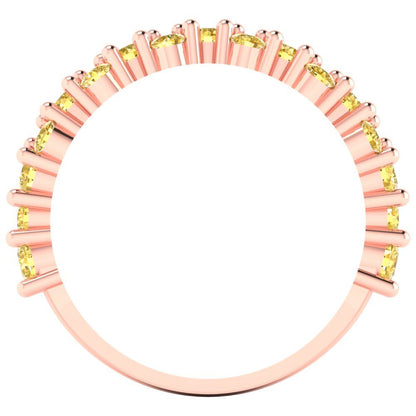 0.98 cttw Natural Citrine Round Cut Rose Gold Eternity Wedding Band