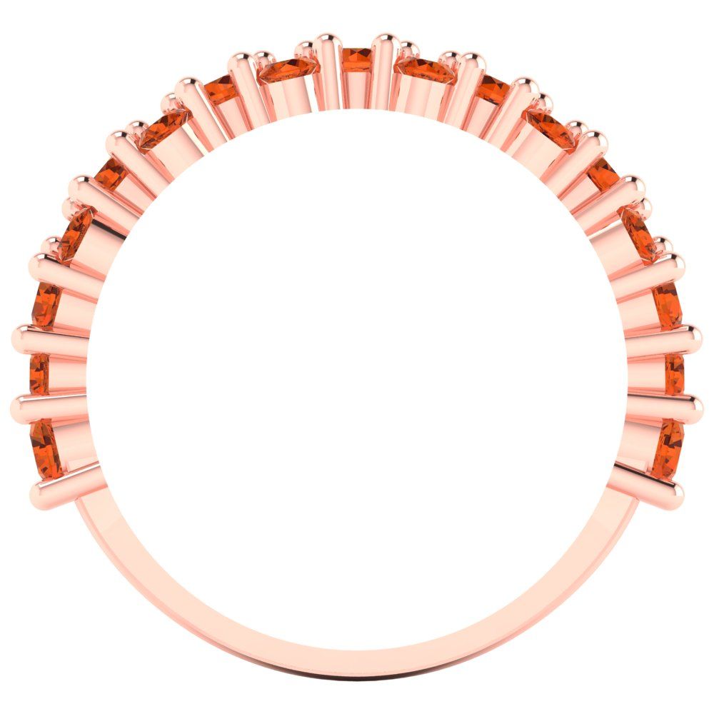 0.98 cttw Simulated Pink Tourmaline Round Cut Rose Gold Eternity Wedding Band