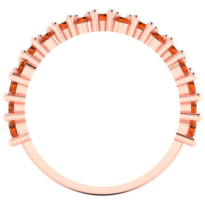 0.98 cttw Simulated Pink Tourmaline Round Cut Rose Gold Eternity Wedding Band