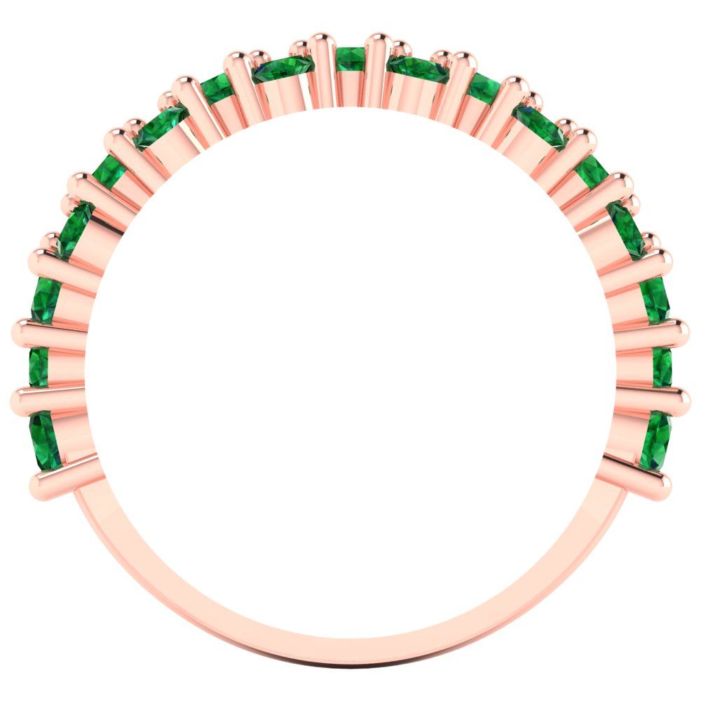 0.98 cttw Simulated Emerald Round Cut Rose Gold Eternity Wedding Band