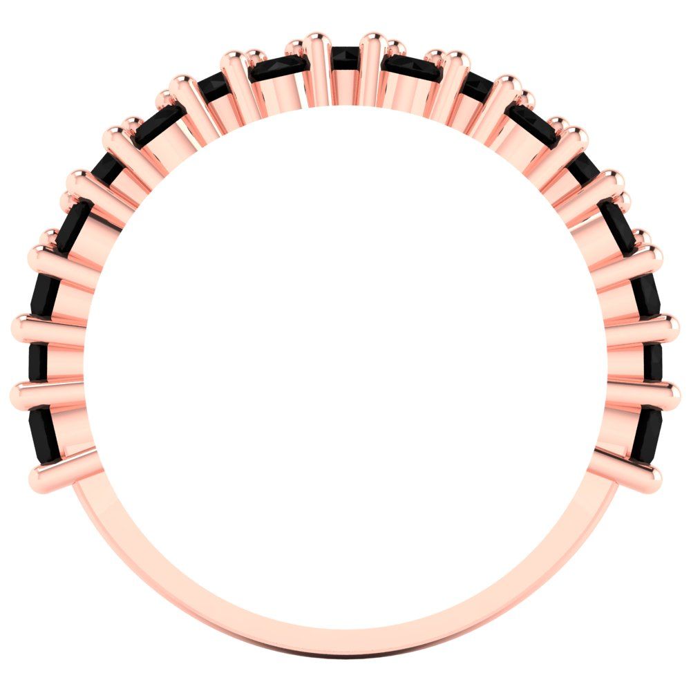 0.98 cttw Natural Onyx Round Cut Rose Gold Eternity Wedding Band