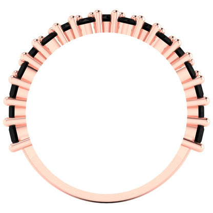 0.98 cttw Natural Onyx Round Cut Rose Gold Eternity Wedding Band