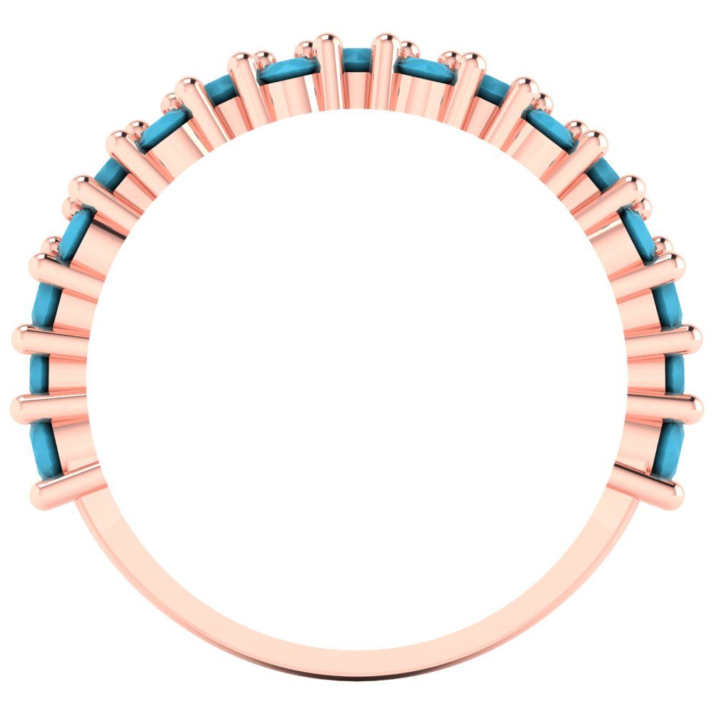 0.98 cttw Simulated Turquoise Round Cut Rose Gold Eternity Wedding Band