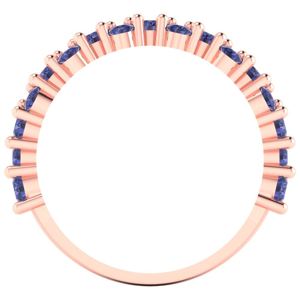 0.98 cttw Simulated Tanzanite Round Cut Rose Gold Eternity Wedding Band