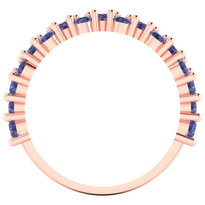 0.98 cttw Simulated Tanzanite Round Cut Rose Gold Eternity Wedding Band