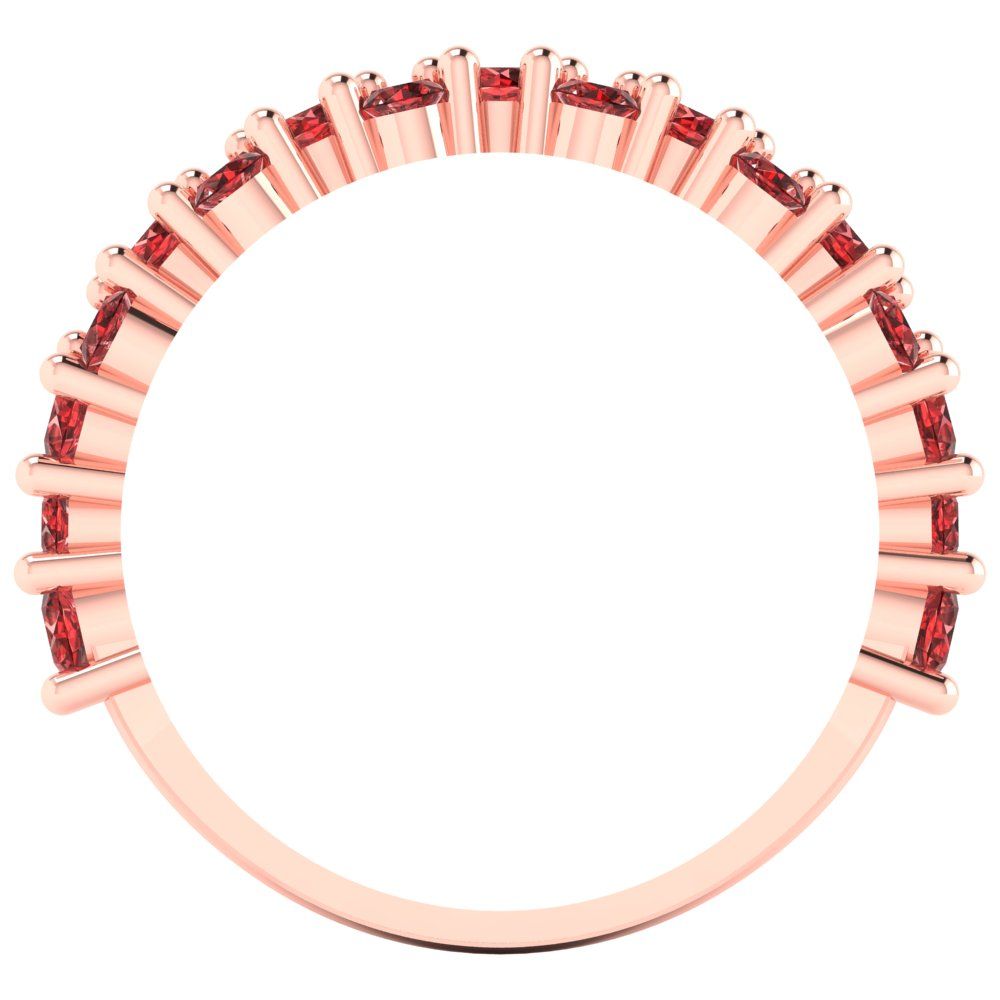 0.98 cttw Natural Garnet Round Cut Rose Gold Eternity Wedding Band