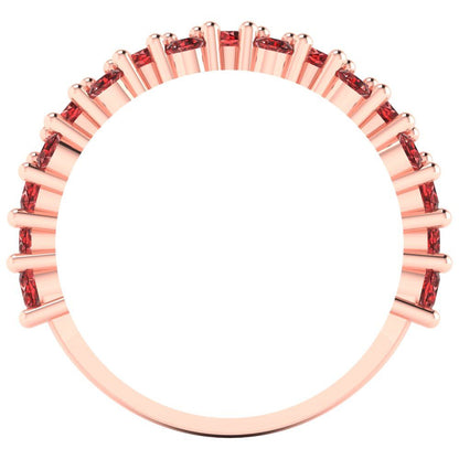 0.98 cttw Natural Garnet Round Cut Rose Gold Eternity Wedding Band