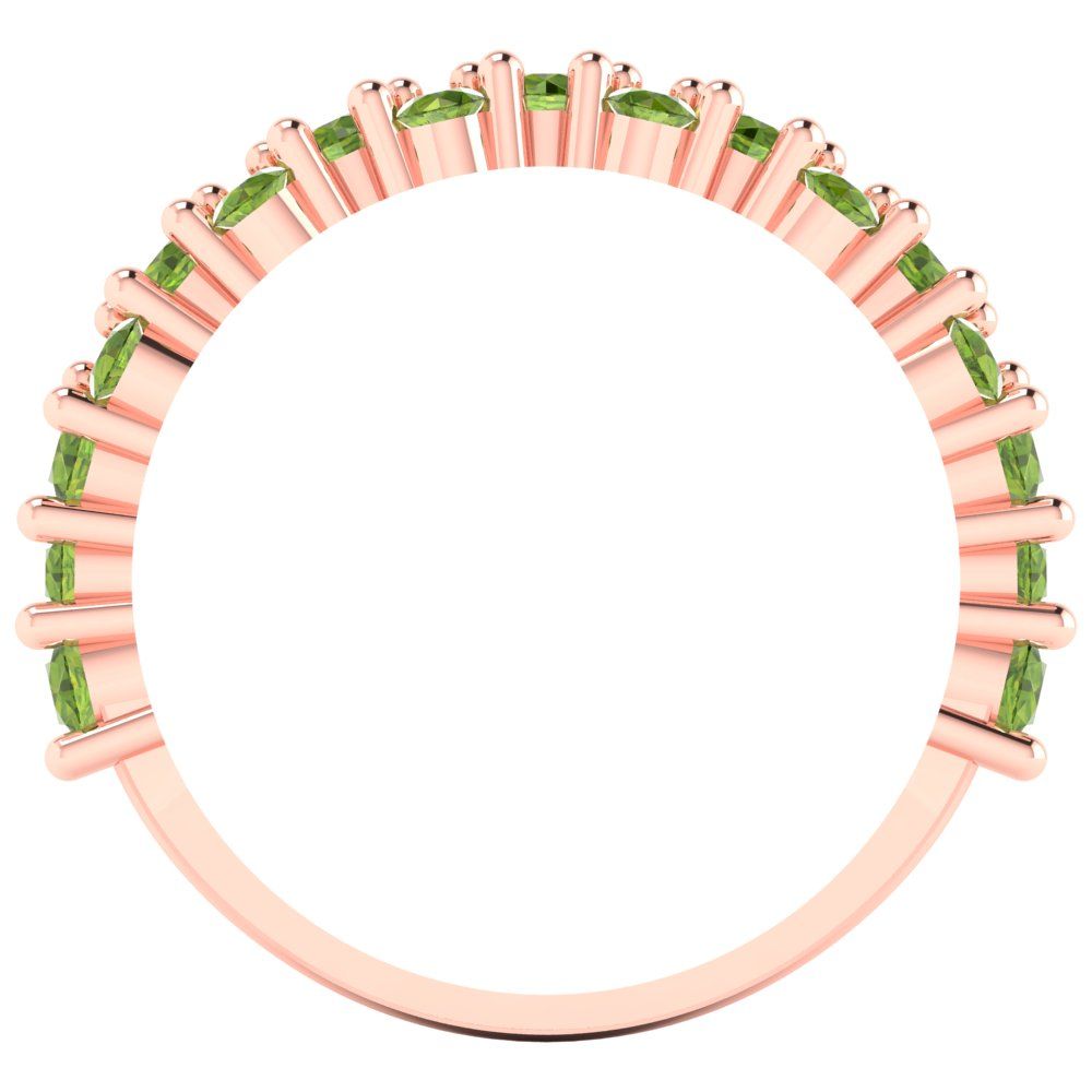 0.98 cttw Natural Peridot Round Cut Rose Gold Eternity Wedding Band