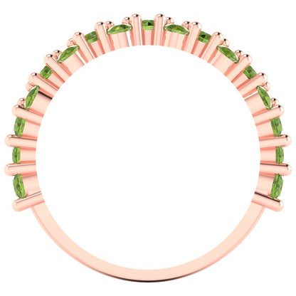 0.98 cttw Natural Peridot Round Cut Rose Gold Eternity Wedding Band