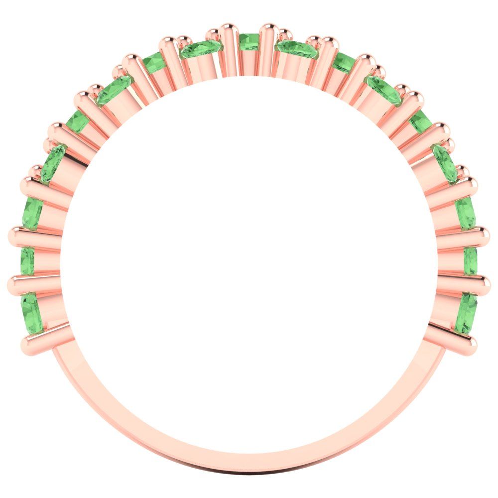 0.98 cttw Simulated Green Diamond Round Cut Rose Gold Eternity Wedding Band