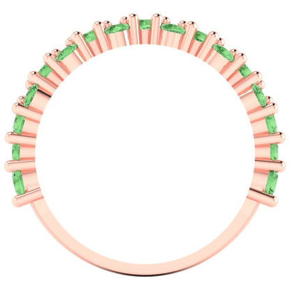 0.98 cttw Simulated Green Diamond Round Cut Rose Gold Eternity Wedding Band