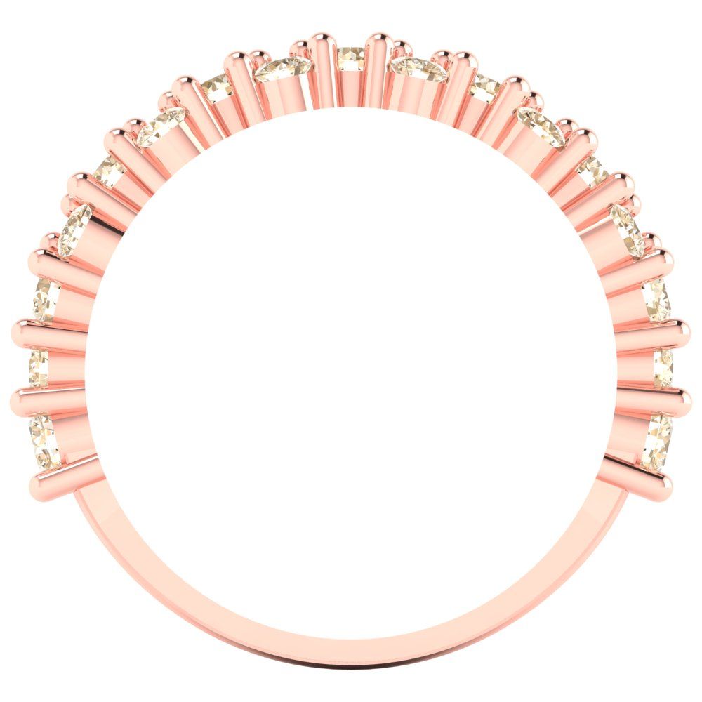 0.98 cttw Natural Morganite Round Cut Rose Gold Eternity Wedding Band