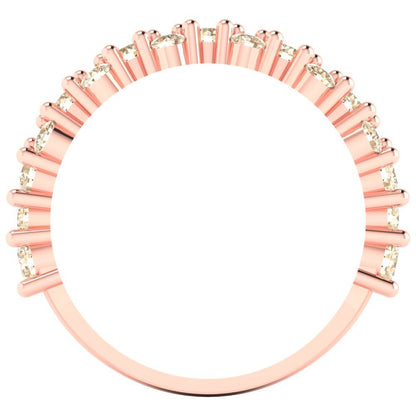 0.98 cttw Natural Morganite Round Cut Rose Gold Eternity Wedding Band