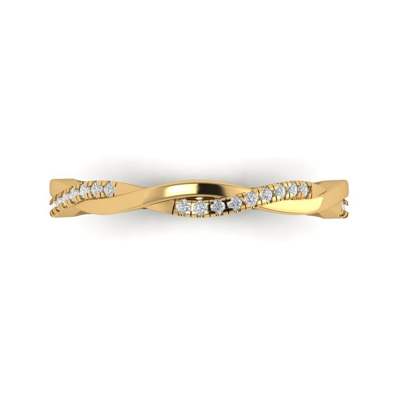 0.16 ct Brilliant Round Cut Natural Diamond Stone Clarity SI1-2 Color G-H Yellow Gold Stackable Band