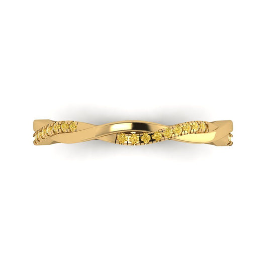 0.16 cttw Simulated Yellow Diamond Round Cut Yellow Gold Eternity Wedding Band