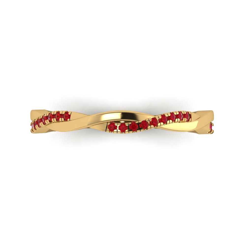 0.16 cttw Simulated Ruby Round Cut Yellow Gold Eternity Wedding Band