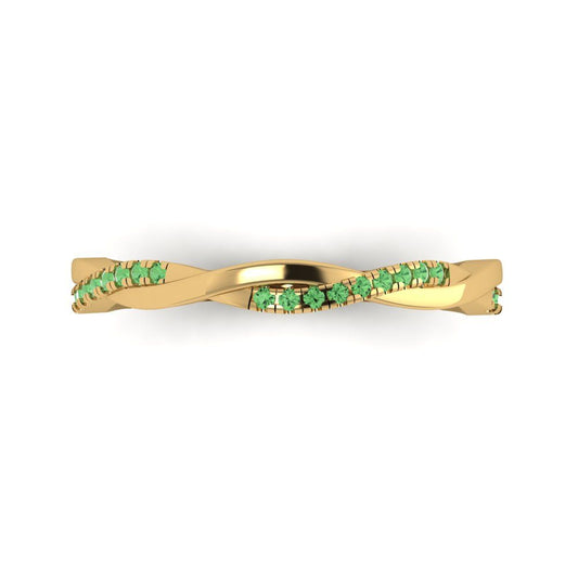 0.16 cttw Simulated Green Diamond Round Cut Yellow Gold Eternity Wedding Band