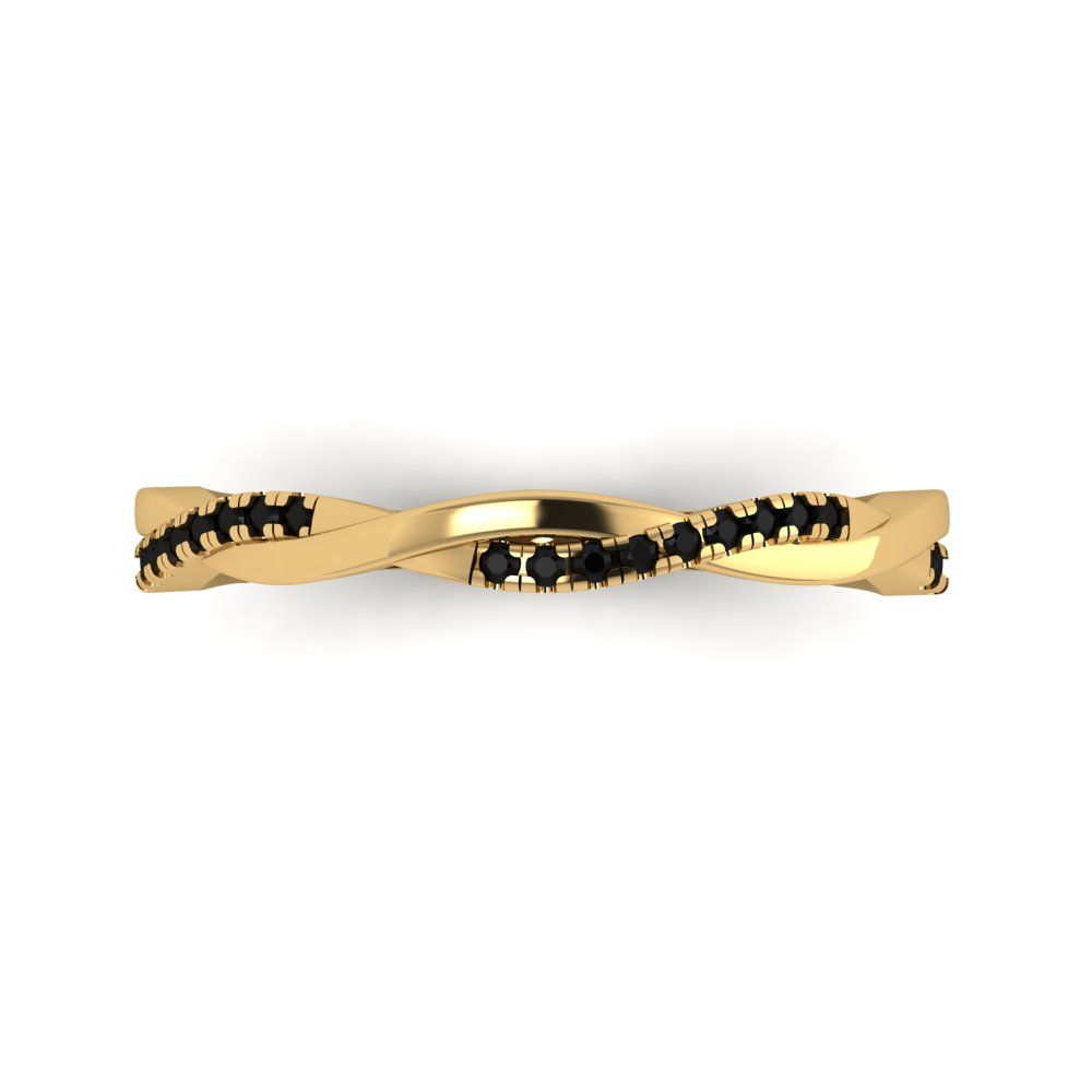 0.16 cttw Natural Onyx Round Cut Yellow Gold Eternity Wedding Band
