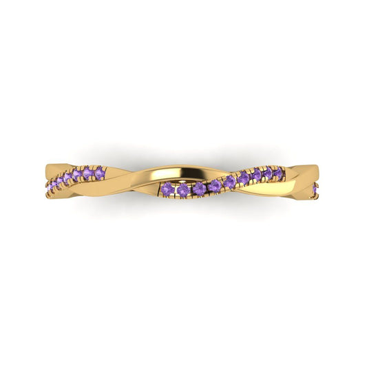 0.16 cttw Simulated Alexandrite Round Cut Yellow Gold Eternity Wedding Band