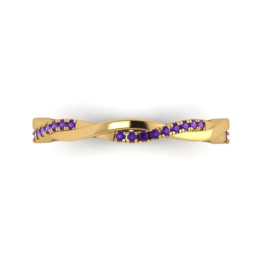 0.16 cttw Natural Amethyst Round Cut Yellow Gold Eternity Wedding Band