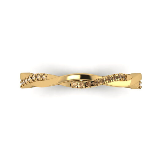 0.16 cttw Simulated Champagne Diamond Round Cut Yellow Gold Eternity Wedding Band