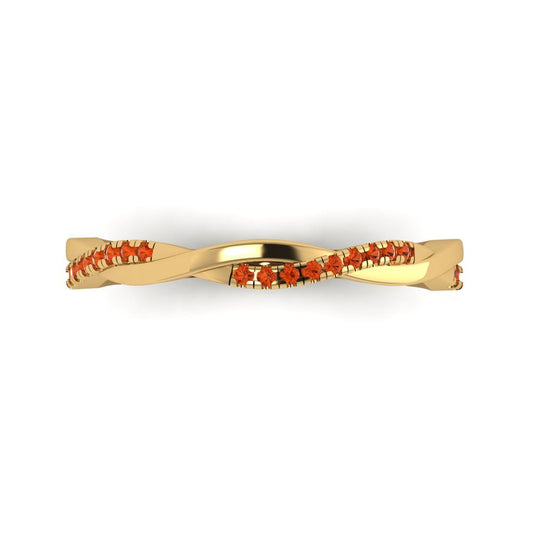 0.16 cttw Simulated Red Diamond Round Cut Yellow Gold Eternity Wedding Band