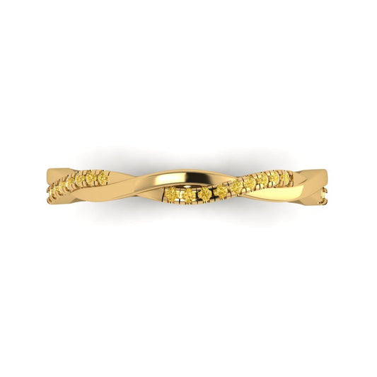 0.16 cttw Natural Citrine Round Cut Yellow Gold Eternity Wedding Band
