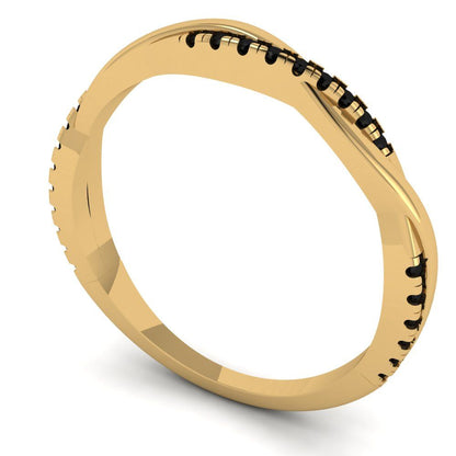 0.16 cttw Natural Onyx Round Cut Yellow Gold Eternity Wedding Band