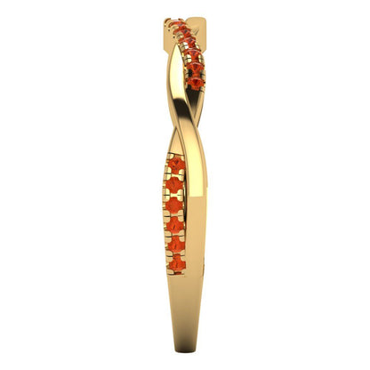 0.16 cttw Simulated Red Diamond Round Cut Yellow Gold Eternity Wedding Band
