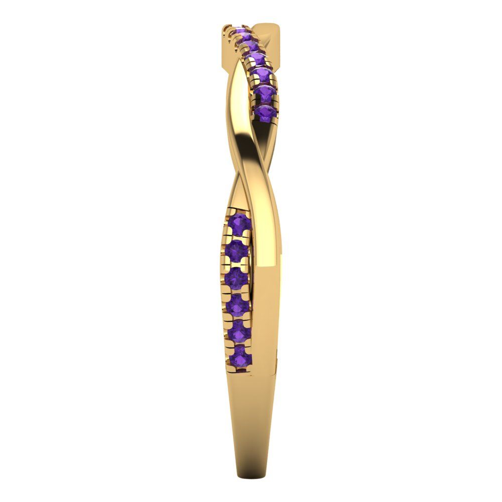 0.16 cttw Natural Amethyst Round Cut Yellow Gold Eternity Wedding Band