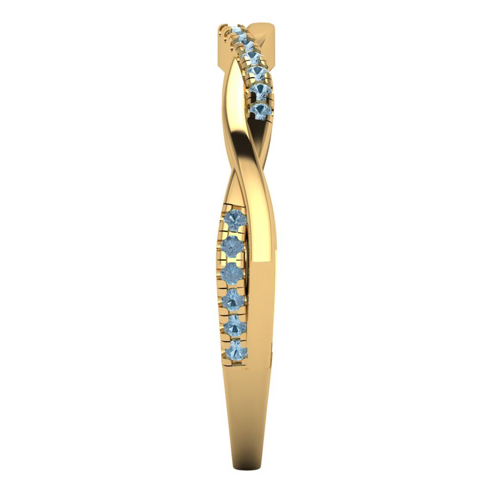 0.16 cttw Natural Swiss Blue Topaz Round Cut Yellow Gold Eternity Wedding Band