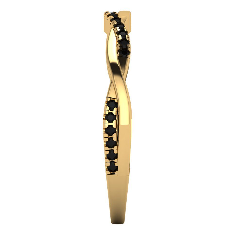 0.16 cttw Natural Onyx Round Cut Yellow Gold Eternity Wedding Band