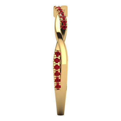 0.16 cttw Simulated Ruby Round Cut Yellow Gold Eternity Wedding Band