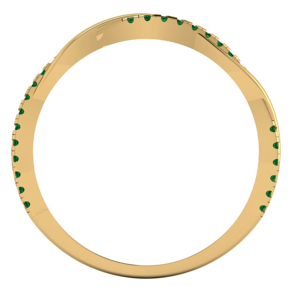 0.16 cttw Simulated Emerald Round Cut Yellow Gold Eternity Wedding Band
