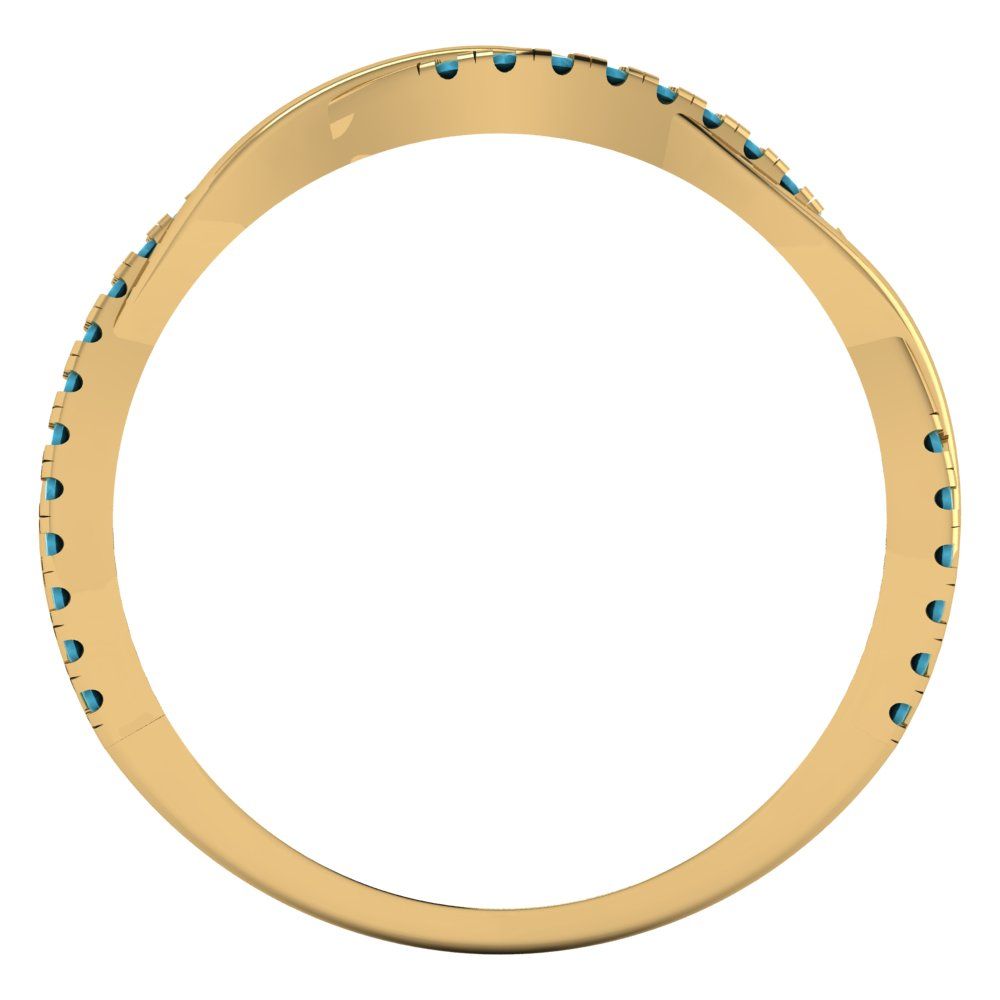 0.16 cttw Simulated Turquoise Round Cut Yellow Gold Eternity Wedding Band