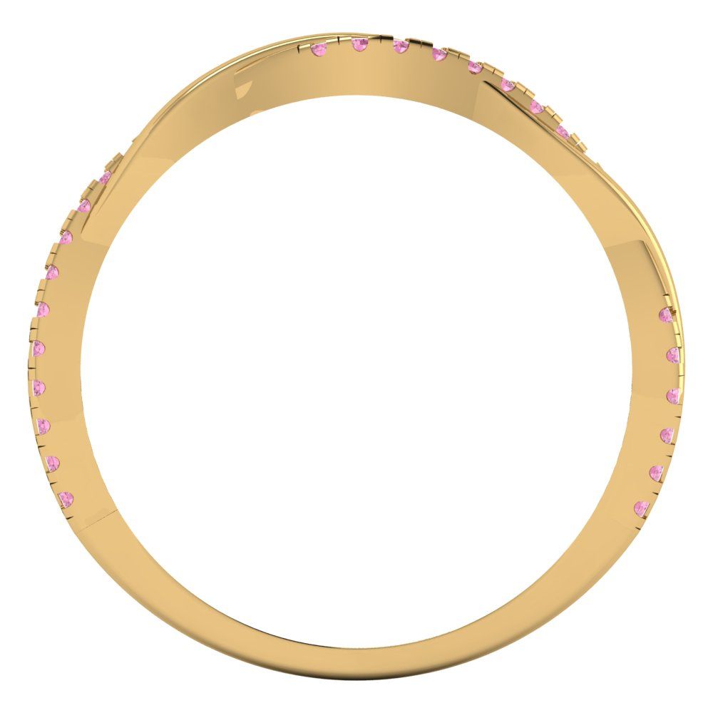 0.16 cttw Simulated Pink Diamond Round Cut Yellow Gold Eternity Wedding Band