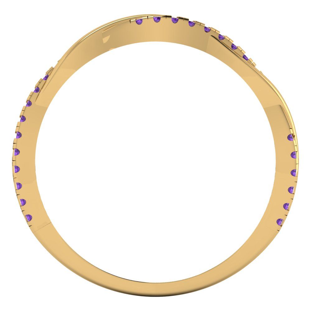 0.16 cttw Natural Amethyst Round Cut Yellow Gold Eternity Wedding Band