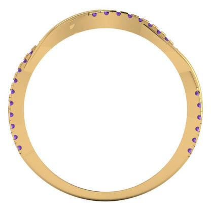 0.16 cttw Natural Amethyst Round Cut Yellow Gold Eternity Wedding Band