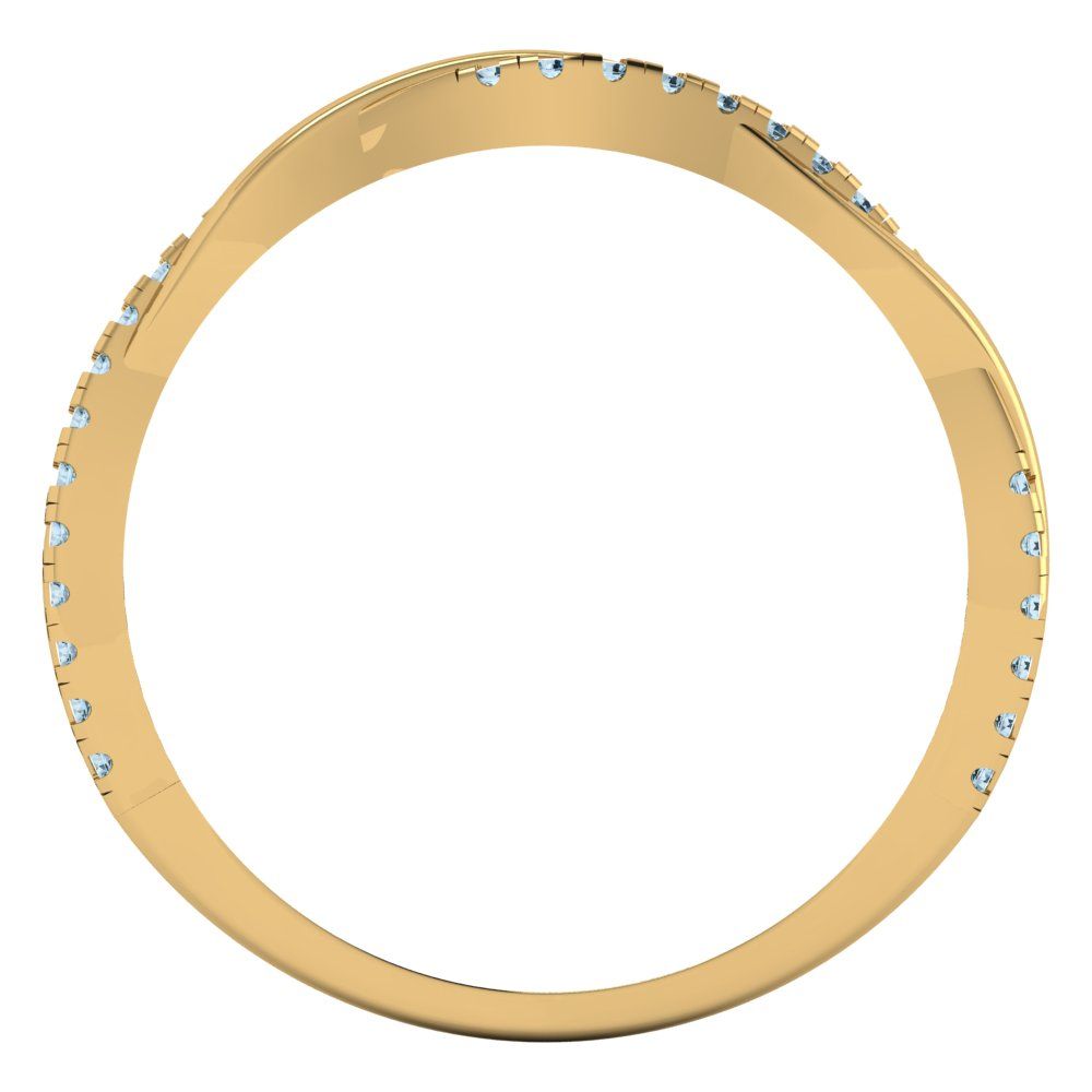 0.16 cttw Natural Sky Blue Topaz Round Cut Yellow Gold Eternity Wedding Band