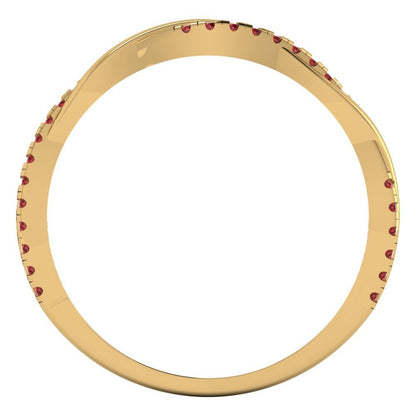0.16 cttw Natural Garnet Round Cut Yellow Gold Eternity Wedding Band
