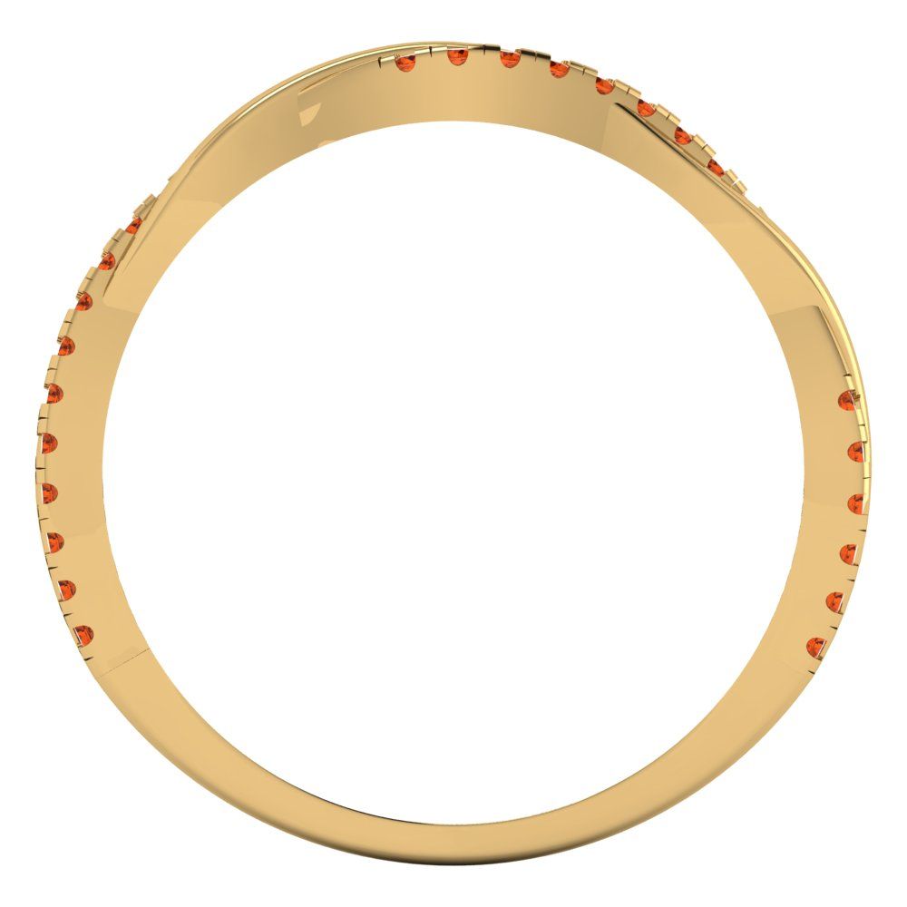 0.16 cttw Simulated Red Diamond Round Cut Yellow Gold Eternity Wedding Band